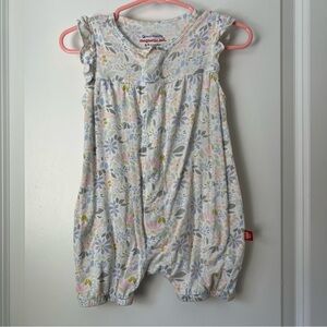 Magnetic Me Floral Ruffle Sleeveless Romper size 6-9 months